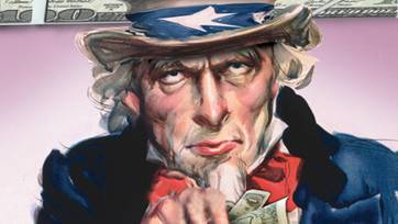 Vintage "I Want You For The US Army" Uncle Sam recuiting poster by James Montgomery Flagg, artist, 1917.